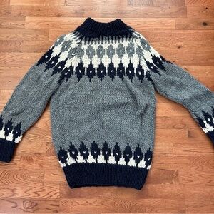 Vintage Hand Knit Wool Sweater – Made in Greece – Nordic/Fair Isle Style